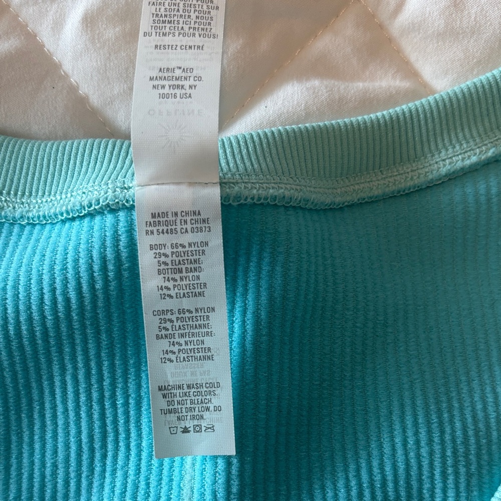 Offline by Aerie AE Women's Crop Athletic Workout Top, Turquoise Medium - Picture 6 of 6